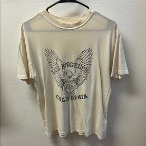 Anine Bing Cream Short Sleeve Tee with Eagle Graphic